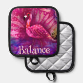Whimsical Abstracte roze flamingo gepersonaliseerd Pannenlap (Voorkant / Achterkant)