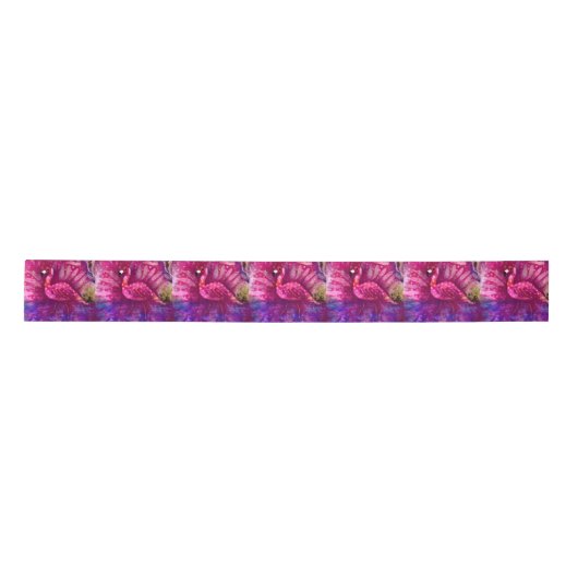 Whimsical Abstracte roze flamingo gepersonaliseerd Satijnen Lint (Voorkant)