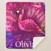 Whimsical Abstracte roze flamingo gepersonaliseerd Sherpa Deken (Voorkant)