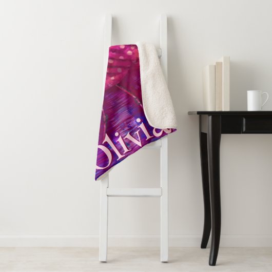Whimsical Abstracte roze flamingo gepersonaliseerd Sherpa Deken (In situ)