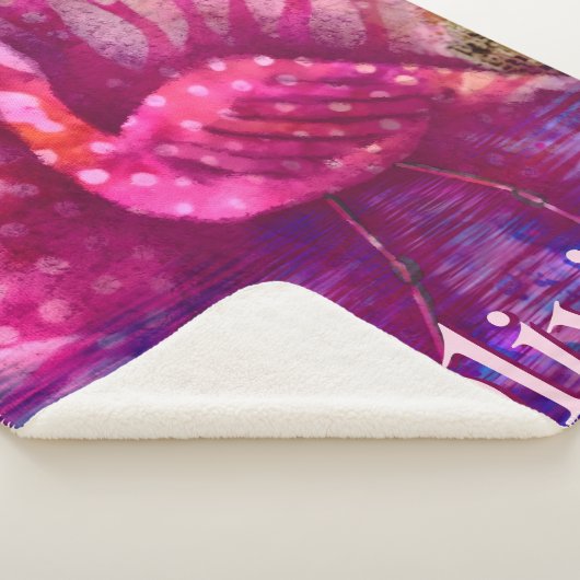 Whimsical Abstracte roze flamingo gepersonaliseerd Sherpa Deken (3/4)
