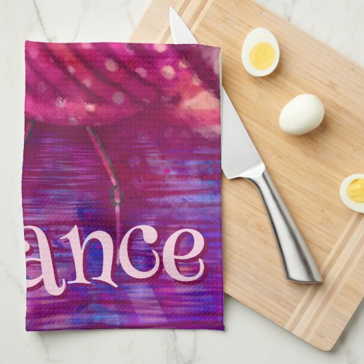 Whimsical Abstracte roze flamingo gepersonaliseerd Theedoek (Quarter Fold)