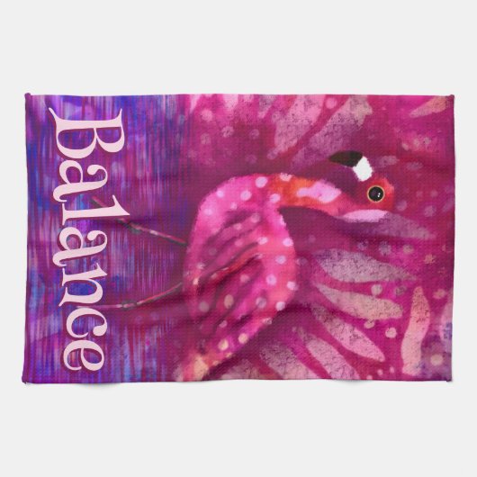 Whimsical Abstracte roze flamingo gepersonaliseerd Theedoek (Horizontaal)