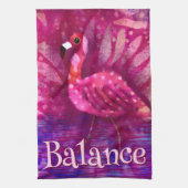 Whimsical Abstracte roze flamingo gepersonaliseerd Theedoek (Verticaal)