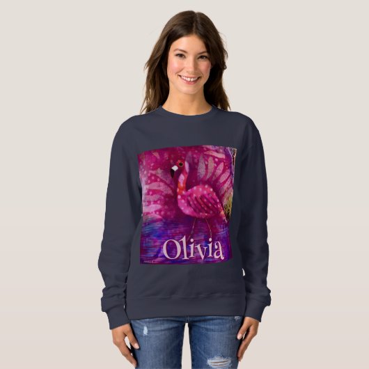 Whimsical Abstracte roze flamingo gepersonaliseerd Trui (Voorkant volledig)