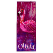 Whimsical Abstracte roze flamingo gepersonaliseerd Wijn Cadeautas (Achterkant)