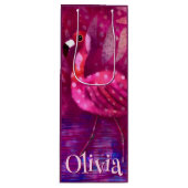 Whimsical Abstracte roze flamingo gepersonaliseerd Wijn Cadeautas (Voorkant)