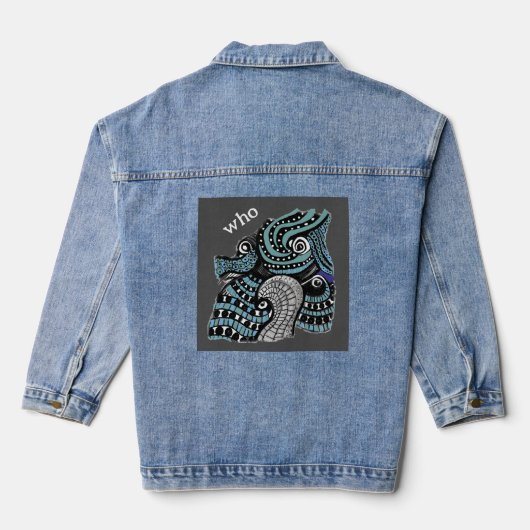 Whimsical Abstracte Tentakels & Oogontwerp Denim Jacket (Achterkant)