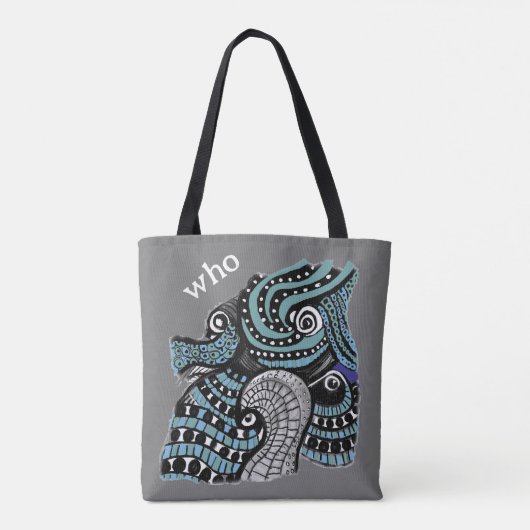 Whimsical Abstracte Tentakels & Oogontwerp Tote Bag (Achterkant)
