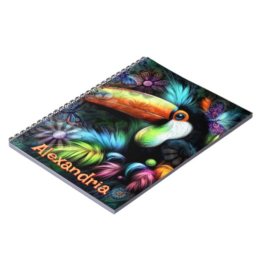 Whimsical Abstracte Toucan Bird gepersonaliseerd Notitieboek (Linkerzijde)