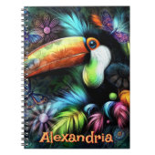Whimsical Abstracte Toucan Bird gepersonaliseerd Notitieboek (Voorkant)