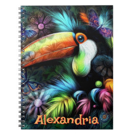Whimsical Abstracte Toucan Bird gepersonaliseerd Notitieboek