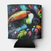 Whimsical Abstracte Toucan Bird Toucans Blauwgroen Blikjeskoeler (Achterkant)