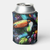 Whimsical Abstracte Toucan Bird Toucans Blauwgroen Blikjeskoeler (Blikje Achterkant)