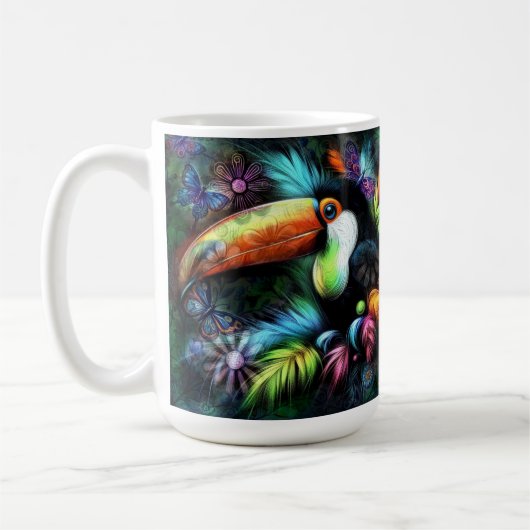 Whimsical Abstracte Toucan Bird Toucans Blauwgroen Koffiemok (Links)