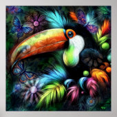Whimsical Abstracte Toucan Bird Toucans Blauwgroen Poster (Voorkant)