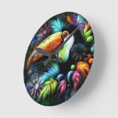 Whimsical Abstracte Toucan Bird Toucans Blauwgroen Ronde Klok (Hoek)