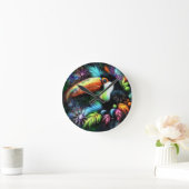 Whimsical Abstracte Toucan Bird Toucans Blauwgroen Ronde Klok (Huis)