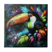 Whimsical Abstracte Toucan Bird Toucans Blauwgroen Tegeltje (Voorkant)