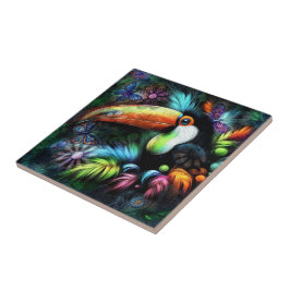 Whimsical Abstracte Toucan Bird Toucans Blauwgroen Tegeltje