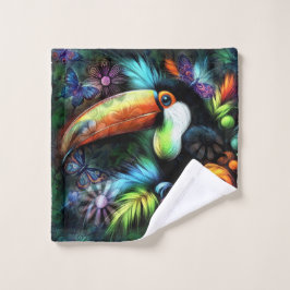 Whimsical Abstracte Toucan Bird Toucans Blauwgroen Washandje