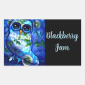 Whimsical Abstracte Uil Bloemen Blauw Groen Rechthoekige Sticker (Voorkant)
