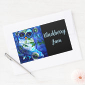Whimsical Abstracte Uil Bloemen Blauw Groen Rechthoekige Sticker (Envelop)