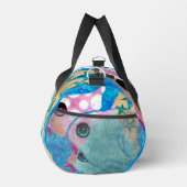 Whimsical Abstracte vis trio blauw gepersonaliseer Plunjezak (Rechts)