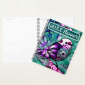 Whimsical Abstracte Vogel Blauwgroen Paarse Bloeme Planner (Display)