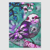 Whimsical Abstracte Vogel Bloemen Decoupage Tissuepapier (Voorkant)