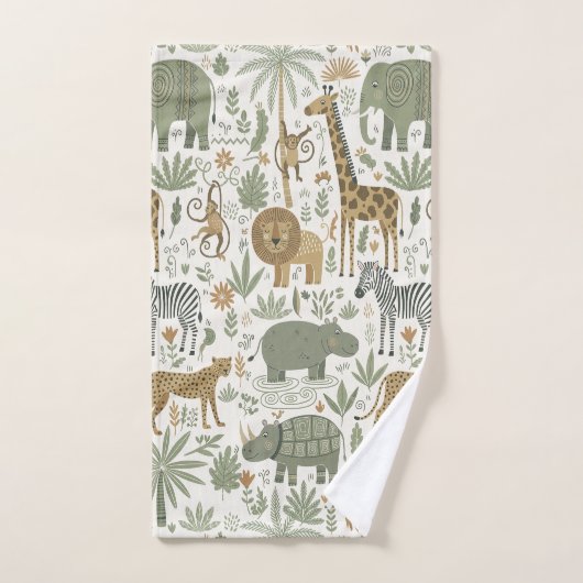 Whimsical African Animals Pattern ID1263 Bad Handdoek (Handdoek)