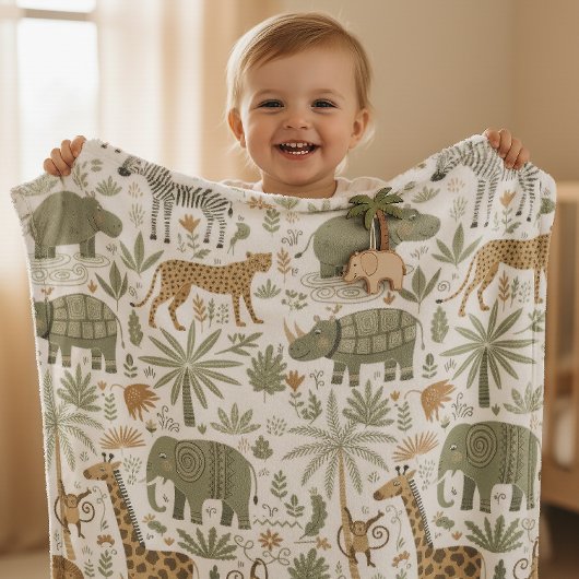 Whimsical African Animals Pattern ID1263 Fleece Deken
