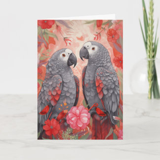 Whimsical African Grey Kerst Kaarten