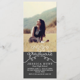 Whimsical Afstuderen Cute Typography Photo Charcoa Aankondiging