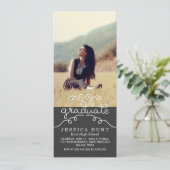 Whimsical Afstuderen Cute Typography Photo Charcoa Aankondiging (Staand voorkant)