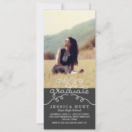 Whimsical Afstuderen Cute Typography Photo Charcoa Aankondiging