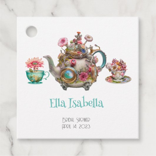 Whimsical Aftermiddag Tea Party Bedankjes Labels (Voorkant)