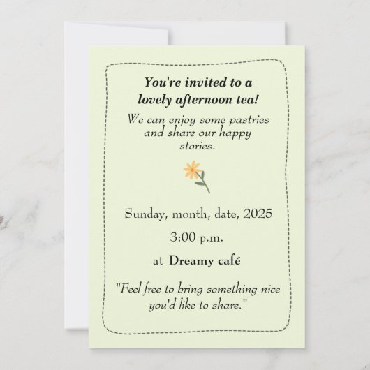 Whimsical Afternoon invitation Kaart (Achterkant)