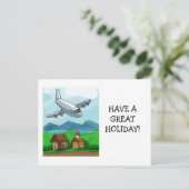 Whimsical Airplane Flight Postcard Briefkaart (Staand voorkant)