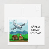 Whimsical Airplane Flight Postcard Briefkaart (Voorkant / Achterkant)