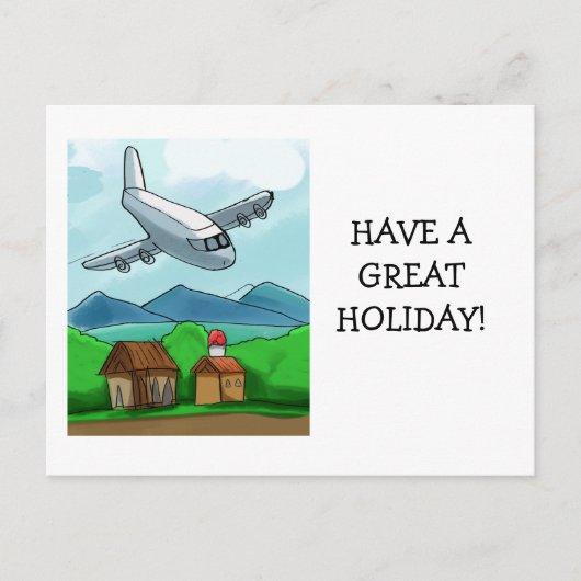 Whimsical Airplane Flight Postcard Briefkaart (Voorkant)