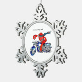 Whimsical Alaska King Crab Motorcycle ontworpen Tin Sneeuwvlok Ornament (Rechts)