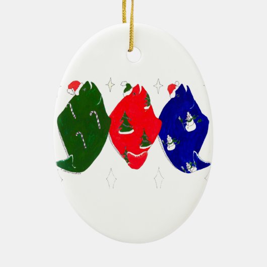 Whimsical Alaskan Wildlife Cute Kerstannament Keramisch Ornament (Achterkant)