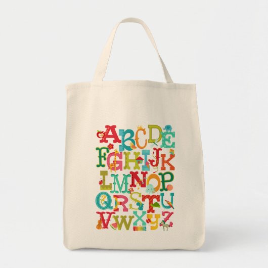 Whimsical-alfabet voor kinderen Canvas tas (Voorkant)