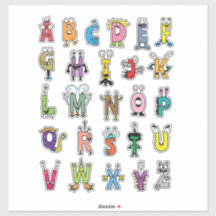 Whimsical Alfabet Wezens | ABC Stickerblad