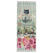 Whimsical Alice blue striped floral Wijn Cadeautas (Voorkant)