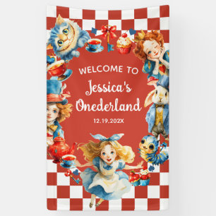 Whimsical Alice in ONEDERLAND 1e verjaardag WELKOM Spandoek