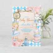 Whimsical Alice in Wonderland Baby shower Kaart (Staand voorkant)