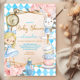 Whimsical Alice in Wonderland Baby shower Kaart
