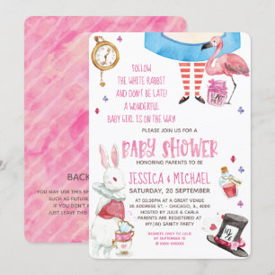 Whimsical Alice in Wonderland Baby shower Kaart